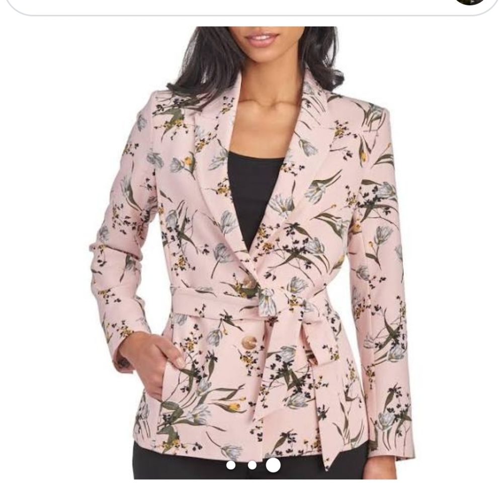 Rachel Roy Blush Floral Tie-Waist Blazer 14